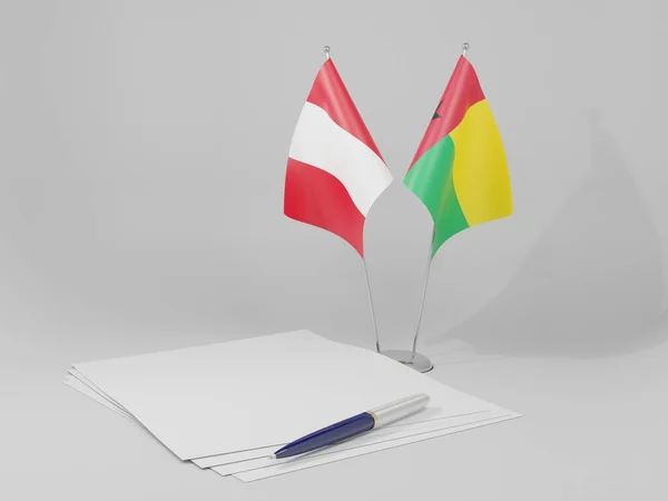Guinea Bissau Banderas Del Acuerdo Perú Fondo Blanco Render —  Fotos de Stock
