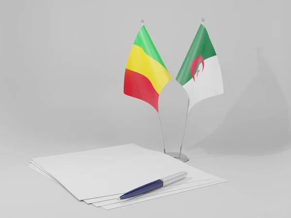 Algerije Mali Overeenkomst Vlaggen Witte Achtergrond Render — Stockfoto