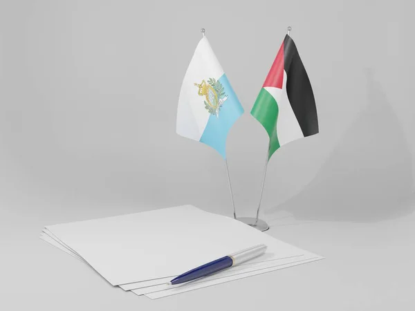 Palestyna Flagi Układu San Marino Białe Tło Render — Zdjęcie stockowe