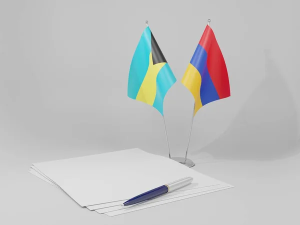 Armenië Bahamas Overeenkomst Vlaggen Witte Achtergrond Render — Stockfoto