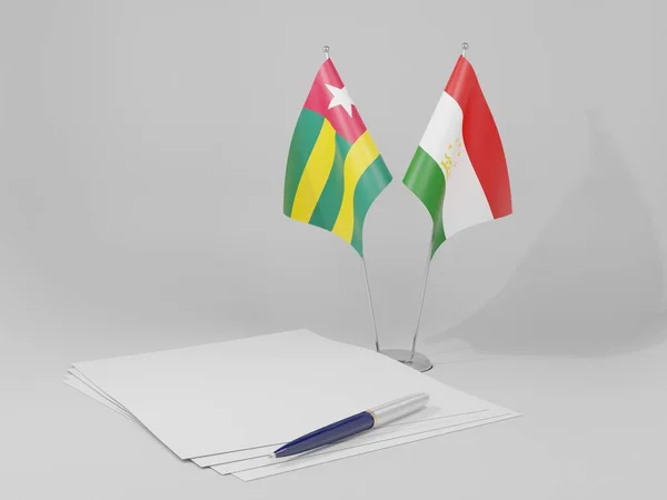 Tadżykistan Flagi Porozumienia Togo Białe Tło Render — Zdjęcie stockowe