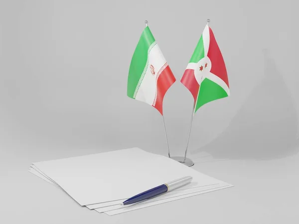 Burundi Acordos Irã Bandeiras Fundo Branco Render — Fotografia de Stock