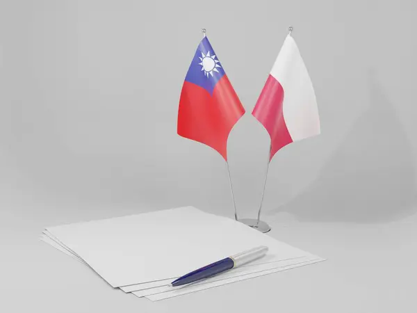 台湾协议旗帜 白色背景 3D渲染 — 图库照片