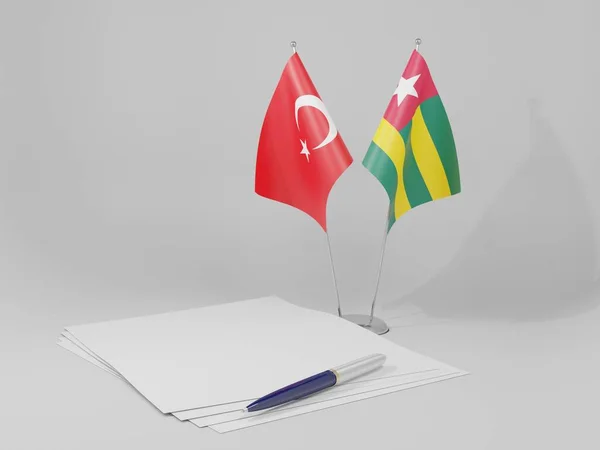 Togo Turquie Drapeaux Accord Fond Blanc Render — Photo