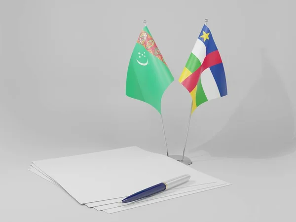 Central African Republic Turkmenistan Agreement Flags White Background Render — Stock Photo, Image