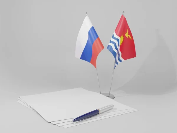 Kiribati Russische Overeenkomst Vlaggen Witte Achtergrond Render — Stockfoto