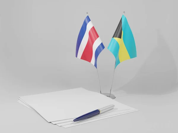 Bahamas Costa Rica Agreement Flags White Background Render — 스톡 사진