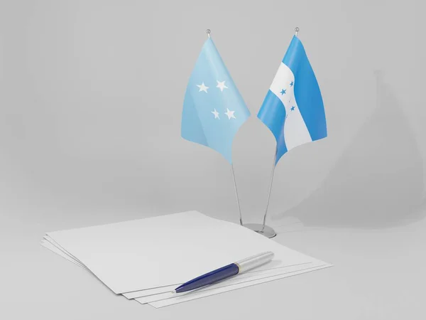 Ονδούρα Σημαίες Συμφωνία Μικρονησίας Λευκό Φόντο Render — Φωτογραφία Αρχείου