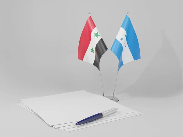 Honduras Banderas Del Acuerdo Siria Fondo Blanco Render — Foto de Stock