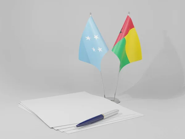 Guinée Bissau Drapeaux Accord Micronésie Fond Blanc Render — Photo