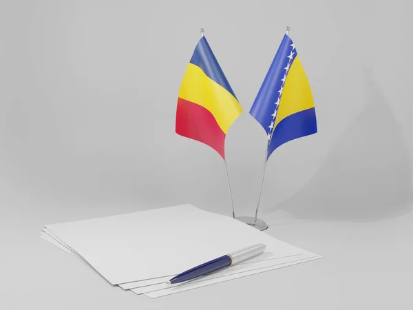 Bosnie Herzégovine Drapeaux Accord Tchad Fond Blanc Render — Photo