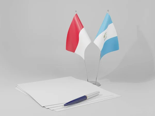 危地马拉 摩纳哥协定旗帜 白色背景 3D渲染 — 图库照片