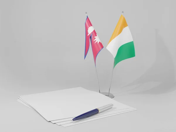 Wybrzeże Kości Słoniowej Flagi Nepalu Białe Tło Render — Zdjęcie stockowe