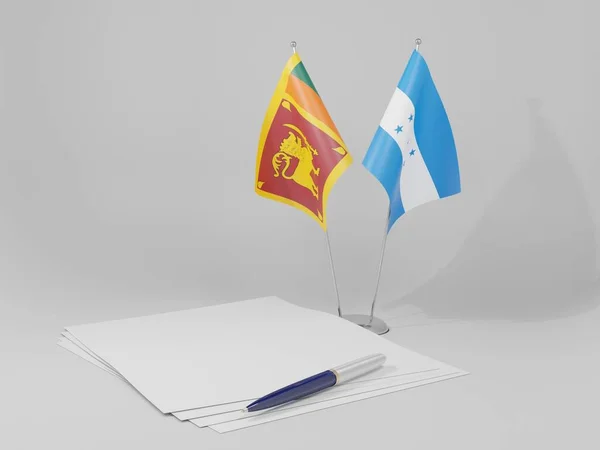 Honduras Banderas Del Acuerdo Sri Lanka Fondo Blanco Render —  Fotos de Stock