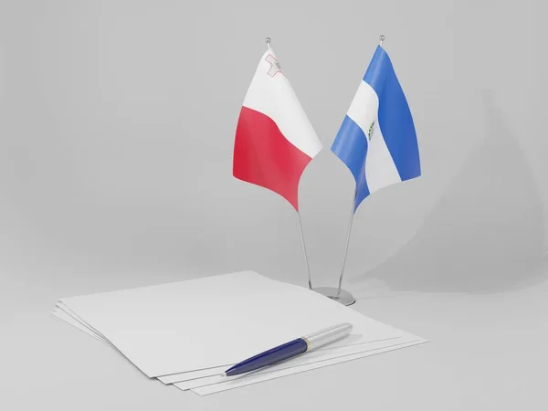 Salvador Malta Abkommen Flaggen Weißer Hintergrund Render — Stockfoto