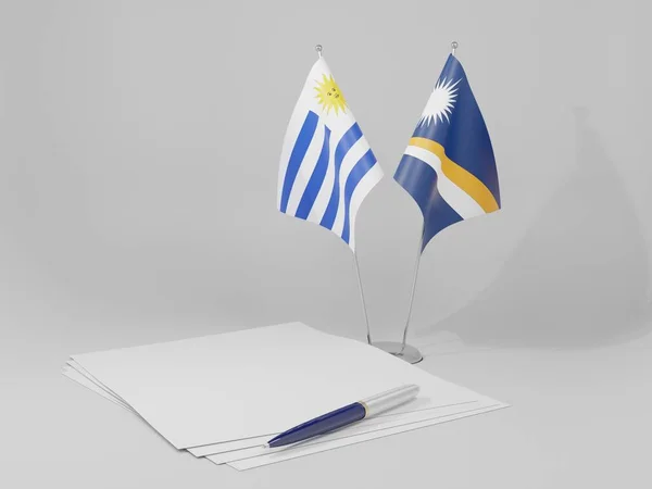 Ilhas Marshall Acordos Uruguai Bandeiras Fundo Branco Render — Fotografia de Stock