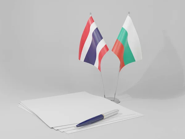 Bulgarie Drapeaux Accord Thaïlande Fond Blanc Render — Photo