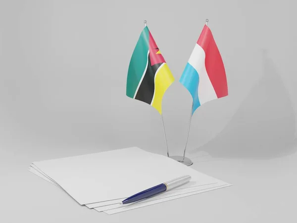 룩셈부르크 모잠비크 Agreement Flags White Background Render — 스톡 사진