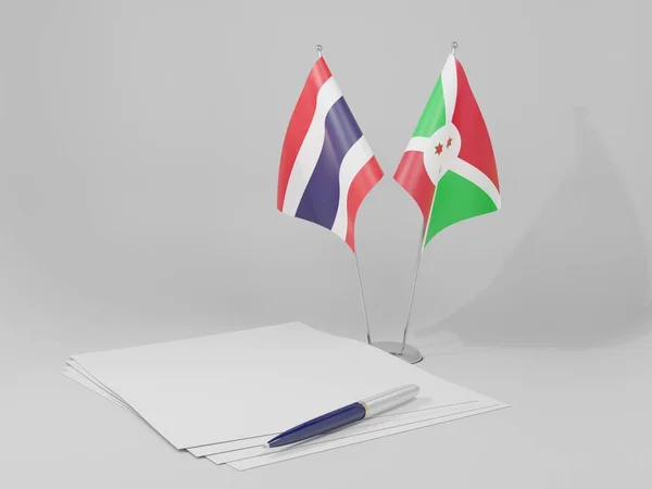 Burundi Bandeiras Acordo Tailândia Fundo Branco Render — Fotografia de Stock