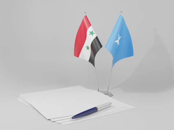 Somalia Banderas Del Acuerdo Siria Fondo Blanco Render — Foto de Stock