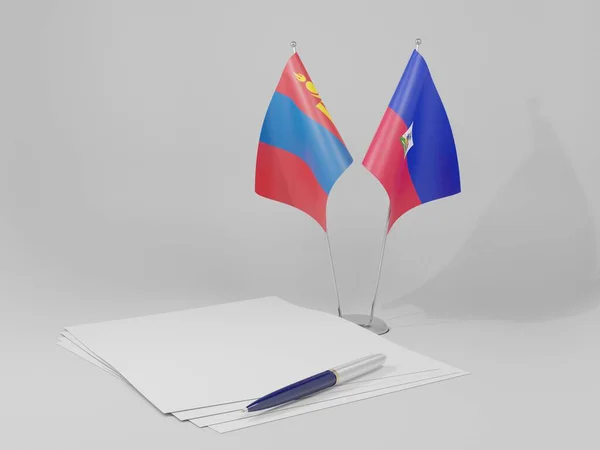 Гаити Монгольское Соглашение Флаги Белый Фон Рендер — стоковое фото