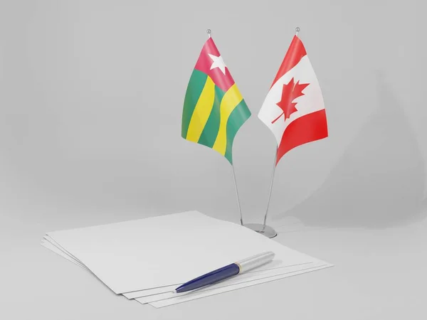 Canadá Banderas Del Acuerdo Togo Fondo Blanco Render — Foto de Stock