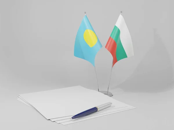 Болгария Palau Agreement Flags Белый Фон Render — стоковое фото