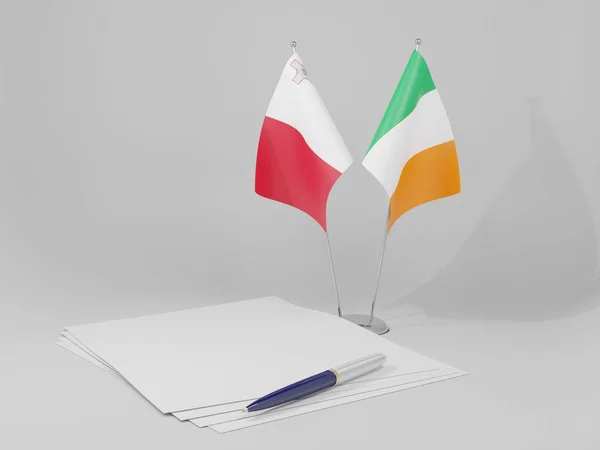Irlanda Banderas Del Acuerdo Malta Fondo Blanco Render —  Fotos de Stock