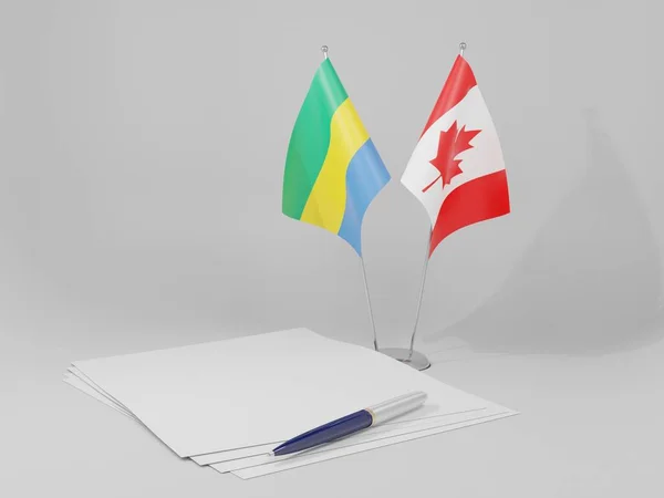 カナダ ガボン合意フラグ ホワイト背景 3Dレンダリング — ストック写真