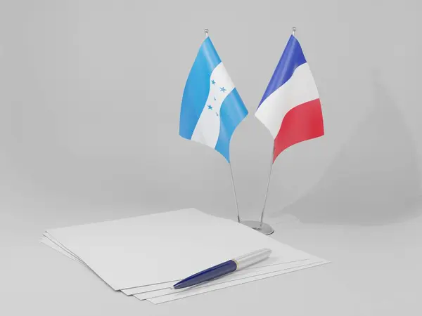 France Honduras Drapeaux Accord Fond Blanc Render — Photo