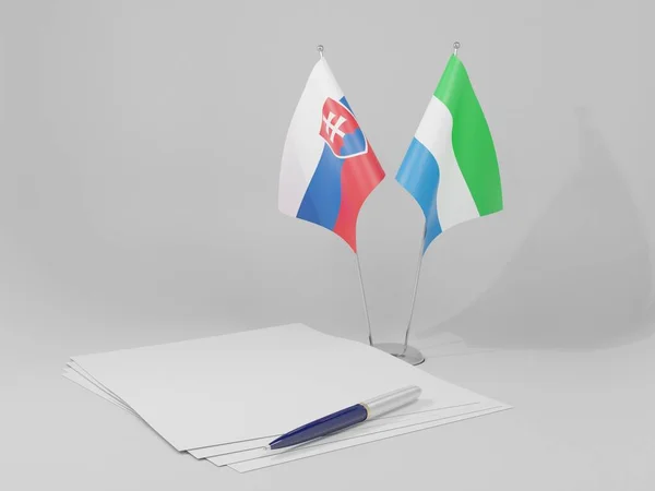 Sierra Leone Drapeaux Accord Slovaquie Fond Blanc Render — Photo