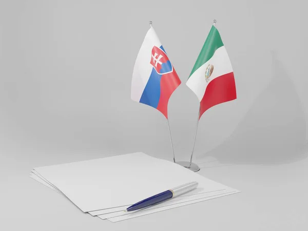 México Banderas Del Acuerdo Eslovaquia Fondo Blanco Render —  Fotos de Stock