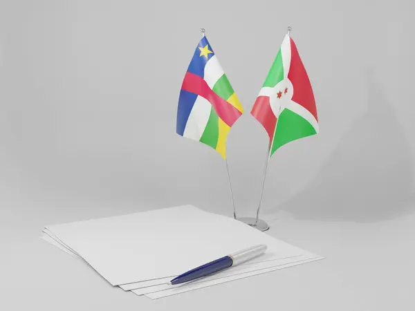 Burundi Drapeaux Accord République Centrafricaine Fond Blanc Render — Photo