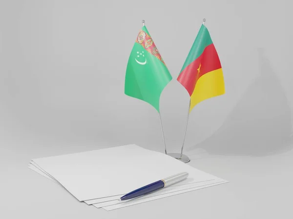 Cameroon Turkmenistan Agreement Flags White Background Render — Stock Photo, Image
