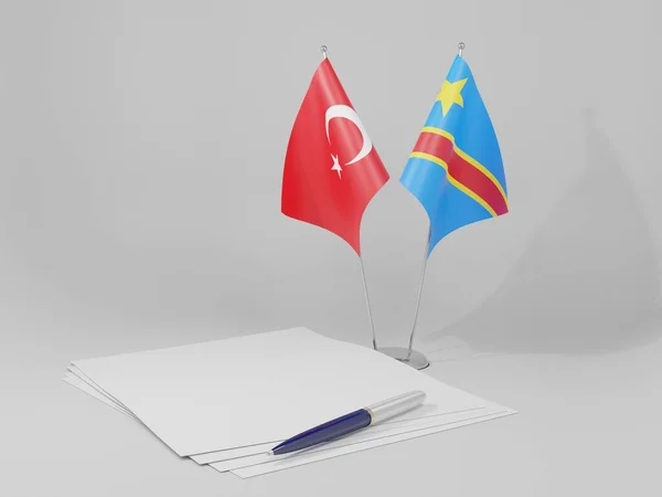 République Démocratique Congo Drapeaux Accord Turquie Fond Blanc Render — Photo