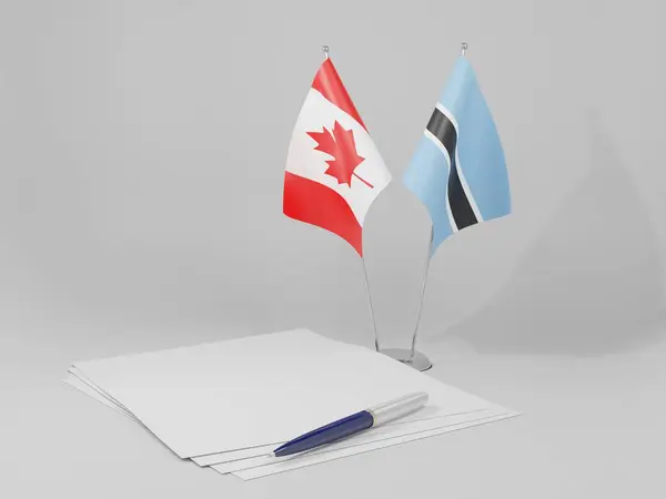 Μποτσουάνα Καναδάς Συμφωνία Σημαίες Λευκό Φόντο Render — Φωτογραφία Αρχείου