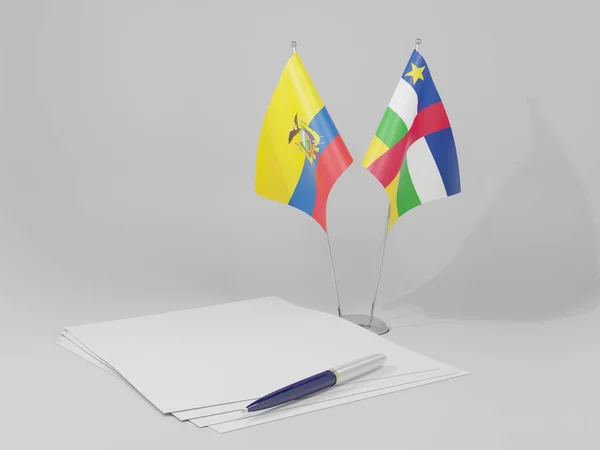 Κεντροαφρικανική Δημοκρατία Εκουαδόρ Συμφωνία Σημαίες Λευκό Φόντο Render — Φωτογραφία Αρχείου