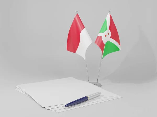 Burundi Banderas Del Acuerdo Mónaco Fondo Blanco Render — Foto de Stock