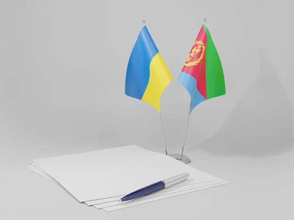 Eritrea Ukraine Agreement Flags White Background Render — Stock Photo, Image