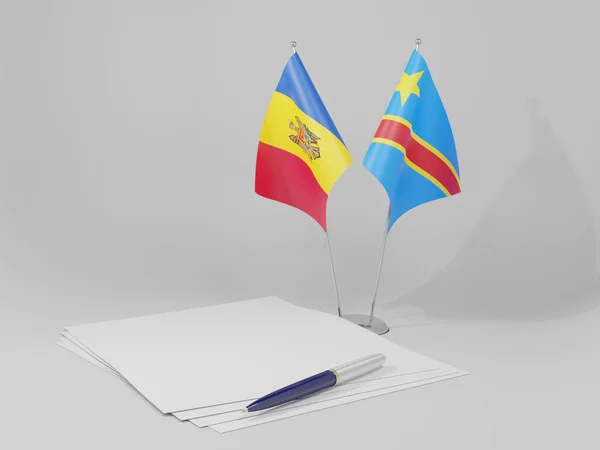 Демократическая Республика Конго Молдовское Соглашение Флаги Белый Фон Рендер — стоковое фото