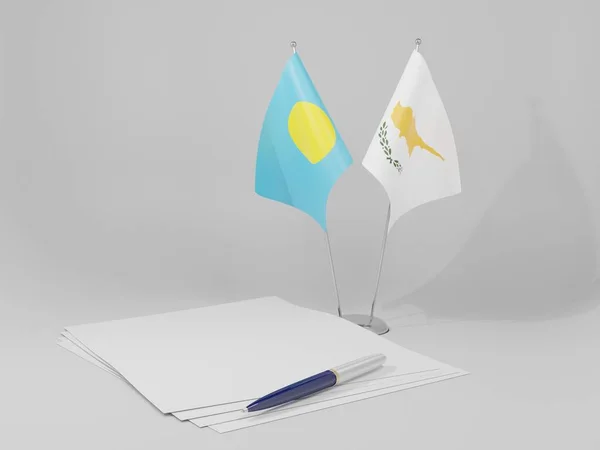 Кипр Palau Agreement Flags Белый Фон Render — стоковое фото