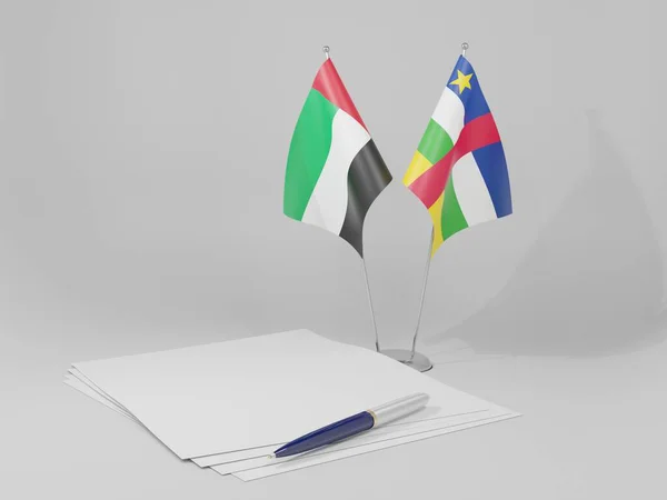 República Centroafricana Banderas Del Acuerdo Los Emiratos Árabes Unidos Fondo — Foto de Stock