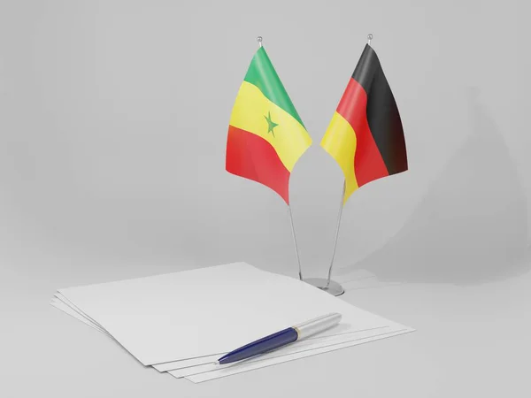 Německo Senegal Agreement Flags Bílé Pozadí Render — Stock fotografie