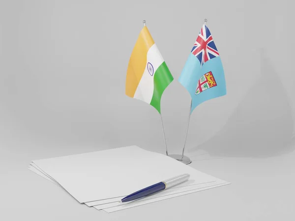 Fiji Bandiere Dell Accordo India Sfondo Bianco Render — Foto Stock