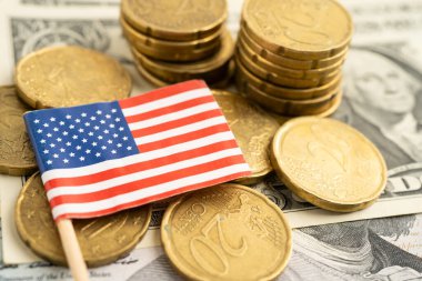 ABD Amerika para ve banknot üzerinde bayrak, finansman ticari yatırım para birimi.