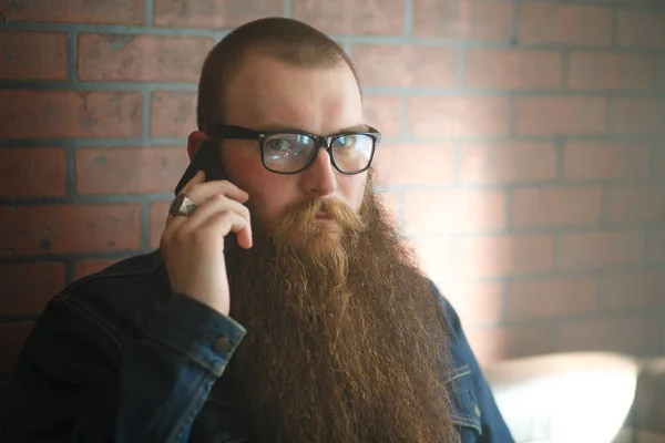 Bearded Man Portret Van Een Volwassen Man Met Een Zeer — Stockfoto