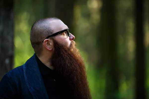 Bearded Man Portret Van Een Serieuze Kortharige Blanke Volwassen Man — Stockfoto