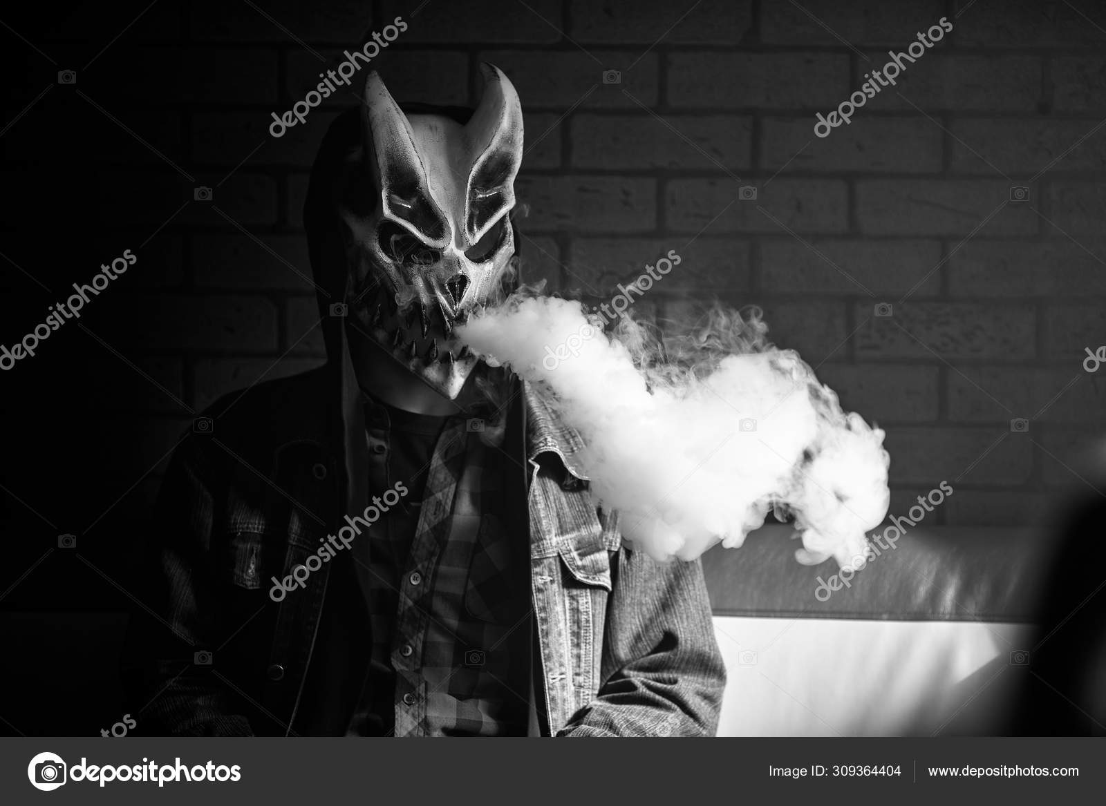 Policeman Stern instructor Vape Man Devil Mask Hood Smoking Electronic Cigarette Indoors Puffs Stock Photo by ©creativephotographing.mail.ru 309364404 Policeman Stern instructor Vape Man Devil Mask Hood Smoking Electronic Cigarette Indoors Puffs Stock Photo by ©creativephotographing.mail.ru 309364404