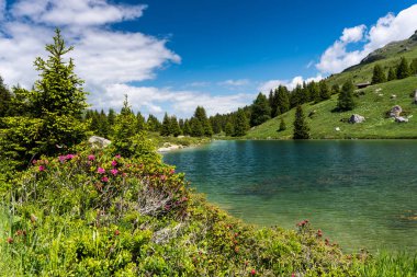 idyllic mountain lake landscape in the Swiss Alps clipart