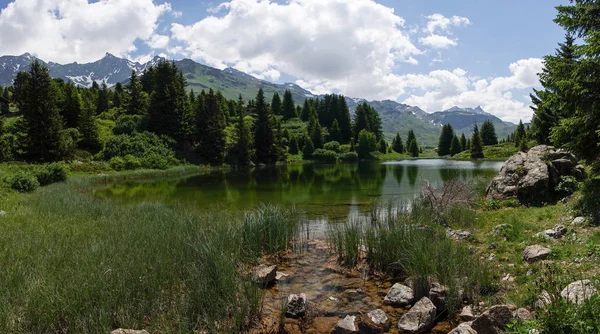 Idylické Horské Jezero Krajina Švýcarských Alpách — Stock fotografie